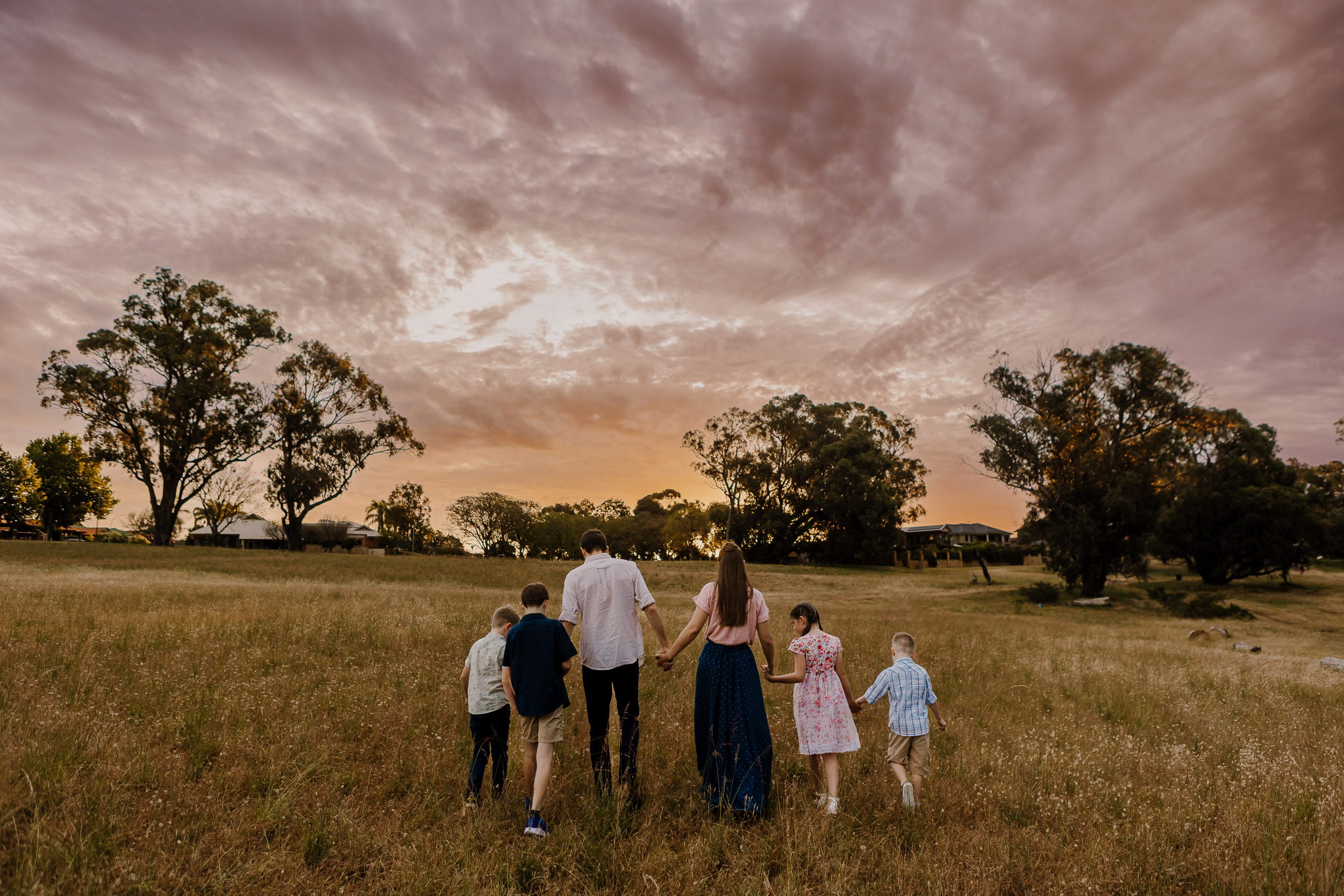 Soft golden light during a family photography session with young kids